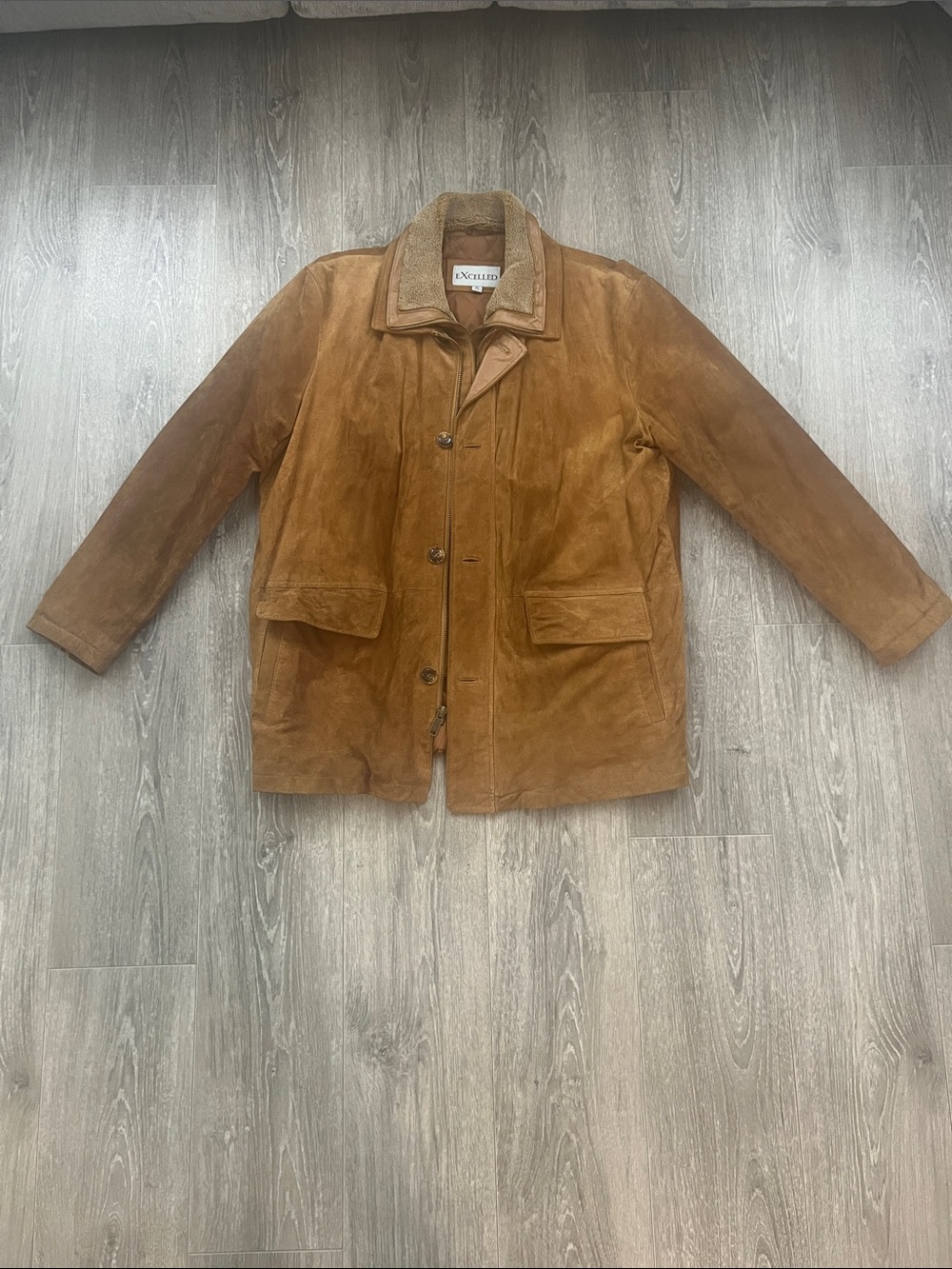Men's Suede Car Coat in Chestnut Brown